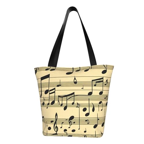 Bequeme Schultertasche mit Musiknoten-Aufdruck, Sommerhandtasche, Reisen, Strand, Arbeit, täglicher Gebrauch, vielseitiges Tragen von CADREWY