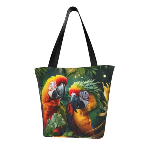 Bequeme Schultertasche mit Papageien-Druck, Sommer-Handtasche, Reisen, Strand, Arbeit, täglicher Gebrauch, vielseitiges Tragen von CADREWY