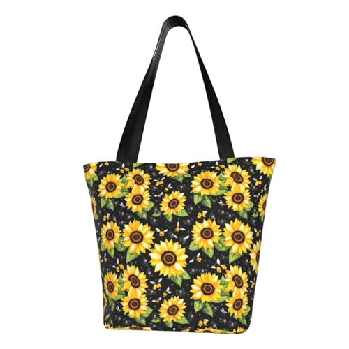 Bequeme Schultertasche mit Sonnenblumen-Bienen-Druck, Sommerhandtasche, Reisen, Strand, Arbeit, täglicher Gebrauch, vielseitig tragbar von CADREWY
