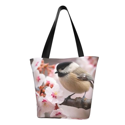 Bequeme Schultertasche mit Vogel- und Blumendruck, Sommer-Handtasche, Reisen, Strand, Arbeit, täglicher Gebrauch, vielseitiges Tragen von CADREWY