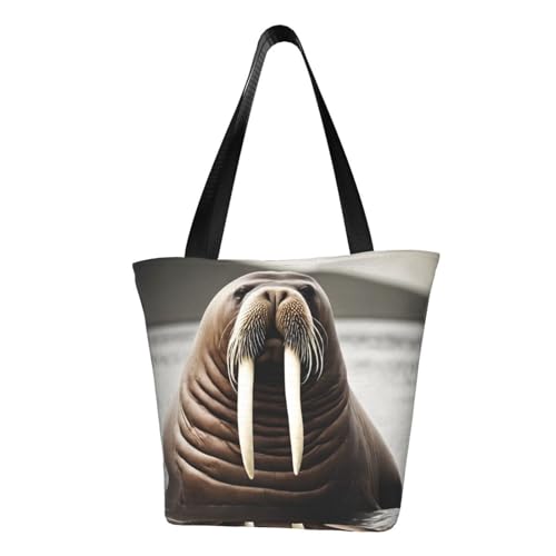 Bequeme Schultertasche mit Walross-im-Meeres-Muster, Sommerhandtasche, Reisen, Strand, Arbeit, täglicher Gebrauch, vielseitig tragbar von CADREWY