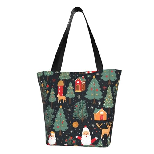 Bequeme Schultertasche mit Weihnachtsmotiv und Hirsch-Motiv, Sommerhandtasche, Reisen, Strand, Arbeit, täglicher Gebrauch, vielseitiges Tragen von CADREWY