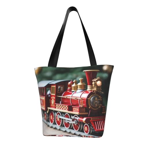 Bequeme Schultertasche mit Weihnachtszug-Aufdruck, Sommerhandtasche, Reisen, Strand, Arbeit, täglicher Gebrauch, vielseitiges Tragen von CADREWY