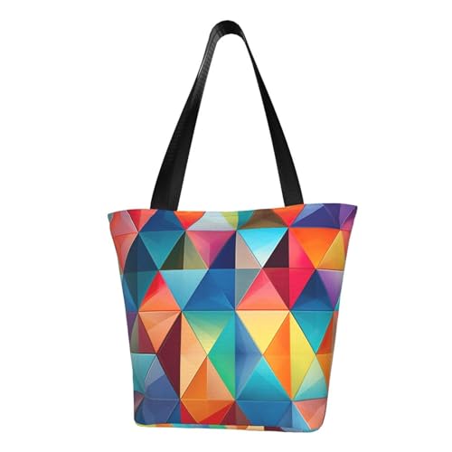 Bequeme Schultertasche mit buntem Dreiecksdruck, Sommerhandtasche, Reisen, Strand, Arbeit, täglicher Gebrauch, vielseitig zu tragen von CADREWY
