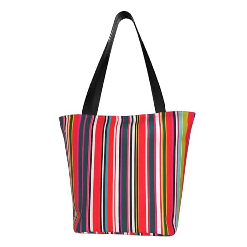 Bequeme Schultertasche mit buntem Streifendruck, Sommer-Handtasche, Reisen, Strand, Arbeit, täglicher Gebrauch, vielseitig zu tragen von CADREWY