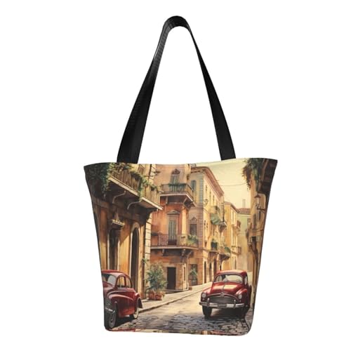 Bequeme Schultertasche mit italienischem Straßendruck, Sommerhandtasche, Reisen, Strand, Arbeit, täglicher Gebrauch, vielseitig tragbar von CADREWY