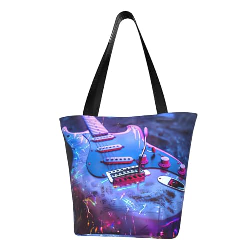 Bequeme Schultertasche mit schönem Gitarrendruck, Sommer-Handtasche, Reisen, Strand, Arbeit, täglicher Gebrauch, vielseitig tragbar von CADREWY