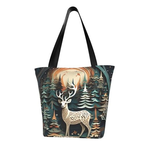 Bequeme Schultertasche mit weihnachtlichem Hirschdruck, Sommerhandtasche, Reisen, Strand, Arbeit, täglicher Gebrauch, vielseitiges Tragen von CADREWY