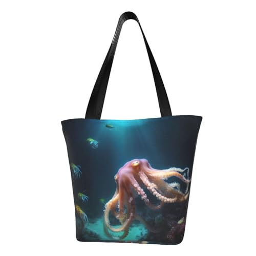 Bequeme Umhängetasche mit Oktopus-Druck, Sommer-Handtasche, Reisen, Strand, Arbeit, täglicher Gebrauch, vielseitig tragbar von CADREWY