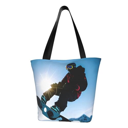 Bequeme Umhängetasche mit Snowboard-Bild-Druck, Sommer-Handtasche, Reisen, Strand, Arbeit, täglicher Gebrauch, vielseitiges Tragen von CADREWY