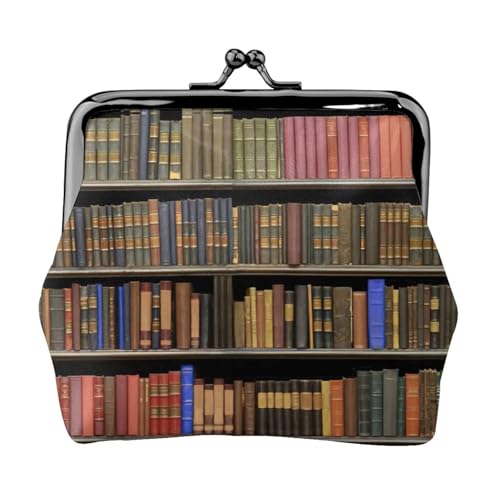 Bibliothek Bücherregal Druck Tragbare Frauen Münzbörse Niedlich Mini Reißverschluss Geldbörse mit Kiss Lock Kreditkarten von CADREWY