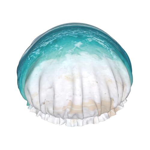 Blauer Himmel, tropischer Meereslandschaft, leichter Hut, geeignet für Frauen mit langen Haaren, weicher Duschhut von CADREWY