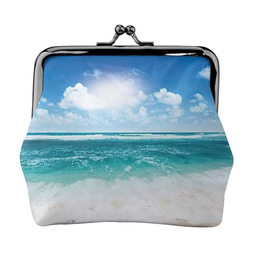 Blauer Himmel, tropischer Meereslandschaft, tragbar, Damen, Münzgeldbörse, niedlich, Mini-Reißverschluss, Geldbörse mit Kussverschluss, Kreditkarten von CADREWY
