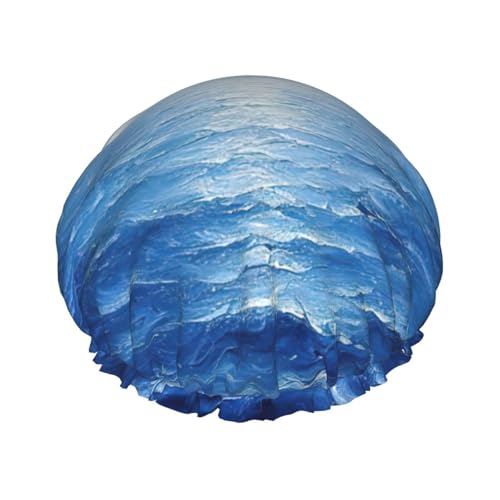 Blauer Ozean-Meeresaufdruck, leichter Hut, geeignet für Frauen mit langen Haaren, weicher Duschhut von CADREWY