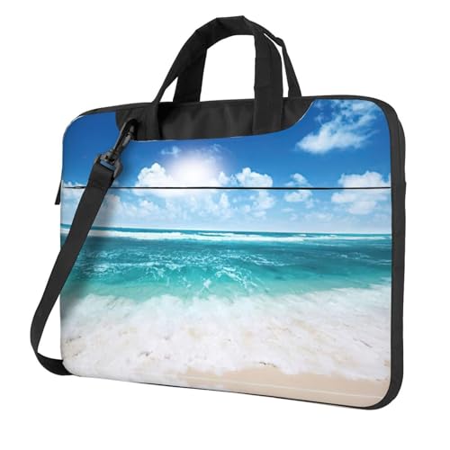 Blue Sky Laptoptasche, Motiv: tropische Meereslandschaft, vielseitig, weich, für Damen und Herren, Schwarz, 13 inch von CADREWY