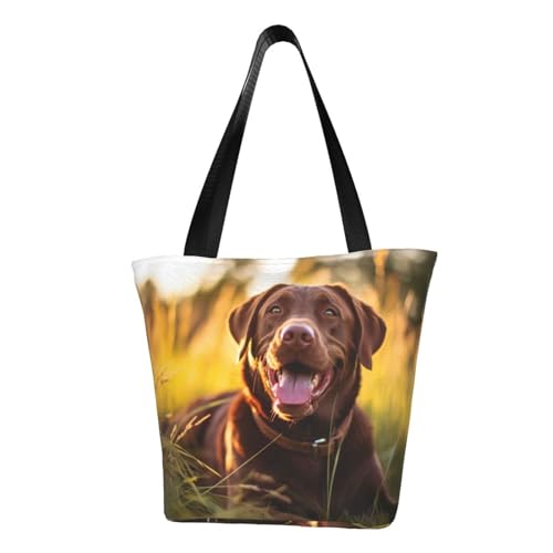 Braune Umhängetasche mit Labrador-Retriever-Aufdruck, bequem, Sommerhandtasche, Reisen, Strand, Arbeit, täglicher Gebrauch, vielseitig tragbar von CADREWY
