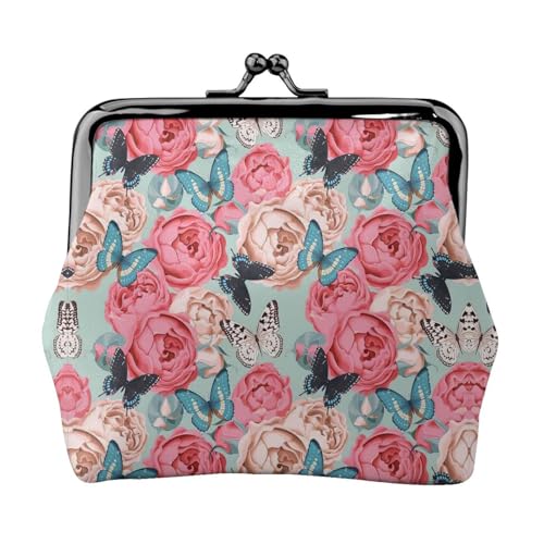Bunte Blumendruck, tragbare Damen-Münzgeldbörse, niedlich, Mini-Reißverschluss, Geldbörse mit Kussverschluss, Kreditkarten von CADREWY