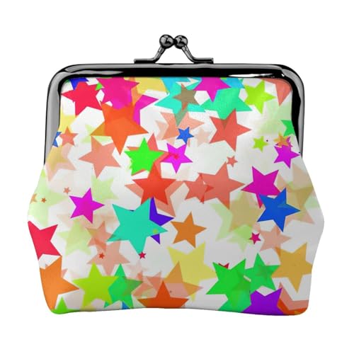 Bunte Geldbörse mit Sternendruck, tragbar, für Damen, niedlich, Mini-Reißverschluss, mit Kussverschluss, Kreditkarten, Schwarz, Einheitsgröße von CADREWY