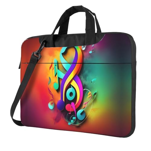 Bunte Laptoptasche mit Musiknoten-Druck, vielseitige Tasche, Computertasche, weich, für Damen und Herren, Schwarz, 13 inch von CADREWY