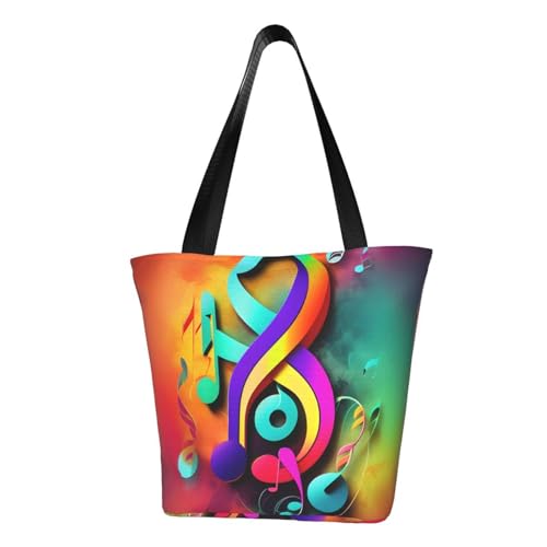 Bunte Musiknoten-Druck, bequeme Schultertasche, Sommerhandtasche, Reisen, Strand, Arbeit, täglicher Gebrauch, vielseitig zu tragen von CADREWY