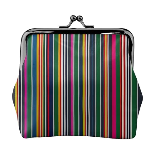 Bunte Streifen Druck tragbare Damen Münzbörse Niedlich Mini Reißverschluss Geldbörse mit Kussschloss Kreditkarten von CADREWY