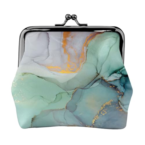 Bunter Marmor-Druck, tragbare Damen-Münzgeldbörse, niedlich, Mini-Reißverschluss-Geldbörse mit Kuss-Lock-Kreditkarten, Schwarz, Einheitsgröße von CADREWY