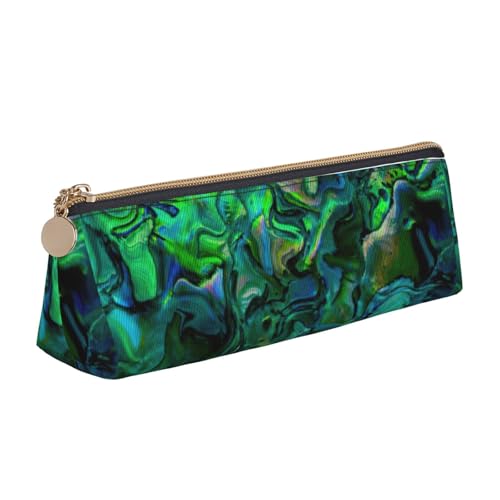 CADREWY Abalone Federmäppchen mit Perlmutt-Aufdruck, großes Fassungsvermögen, 21,6 x 5,6 x 6,1 cm, dreieckiger Stifthalter mit Reißverschluss von CADREWY