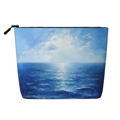 CADREWY Blue Ocean Kulturbeutel, einlagig, Make-up-Tasche, Reise-Kosmetik-Organizer, Arbeitstasche Essentials, Schwarz, Einheitsgröße von CADREWY