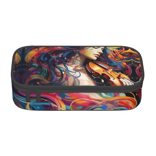 CADREWY Buntes Federmäppchen mit Musikdruck, 21,6 x 5,1 x 9,4 cm, funktionale Aufbewahrung für Büro und Make-up von CADREWY