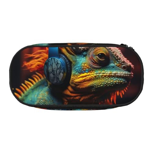 CADREWY Chamäleon Federmäppchen mit Reißverschluss für den täglichen Gebrauch, für alle wichtigen Schreibwaren von CADREWY