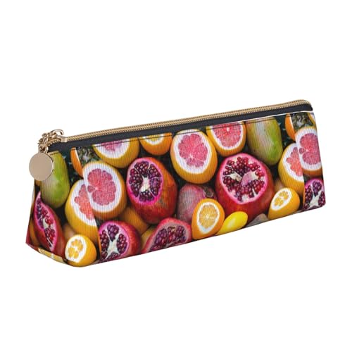 CADREWY Dünnes Federmäppchen mit Fruchtbild-Druck, großes Fassungsvermögen, 21,6 x 5,6 x 6,1 cm, dreieckiger Stifthalter mit Reißverschluss von CADREWY