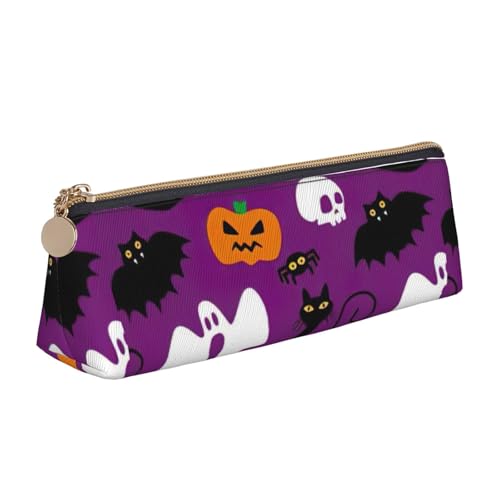 CADREWY Dünnes Federmäppchen mit Halloween-Horror-Aufdruck, großes Fassungsvermögen, 21,6 x 5,6 x 6,1 cm, dreieckiger Stifthalter mit Reißverschluss von CADREWY