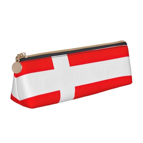 CADREWY Dünnes Federmäppchen mit dänischer Flagge, großes Fassungsvermögen, 21,6 x 5,6 x 6,1 cm, dreieckiger Stifthalter mit Reißverschluss von CADREWY