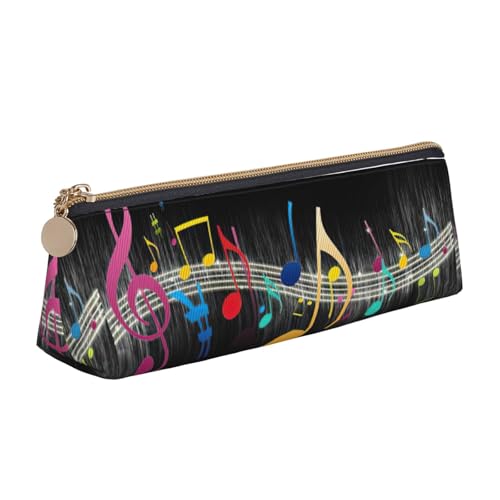 CADREWY Farbenfrohes Federmäppchen mit Musiknoten-Druck, großes Fassungsvermögen, 21,6 x 5,6 x 6,1 cm, dreieckiger Stifthalter mit Reißverschluss von CADREWY