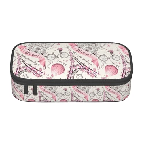 CADREWY Federmäppchen, Motiv: Hund und Paris Towe-Druck, 21,6 x 5,1 x 9,4 cm, funktionale Aufbewahrung für Büro und Make-up von CADREWY