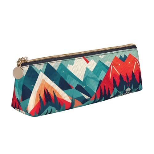 CADREWY Federmäppchen, Motiv: Reisen, Berglandschaft, schmal, großes Fassungsvermögen, 21,6 x 5,6 x 6,1 cm, dreieckiger Stifthalter mit Reißverschluss von CADREWY