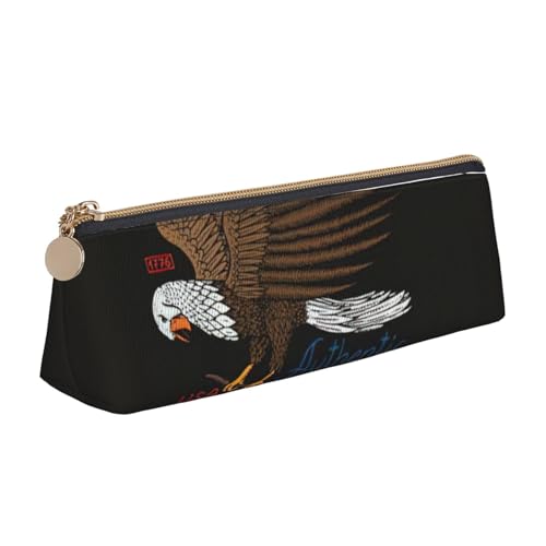 CADREWY Federmäppchen, Motiv: USA-Adler mit amerikanischer Flagge, großes Fassungsvermögen, 21,6 x 5,6 x 6,1 cm, dreieckiger Stifthalter mit Reißverschluss von CADREWY