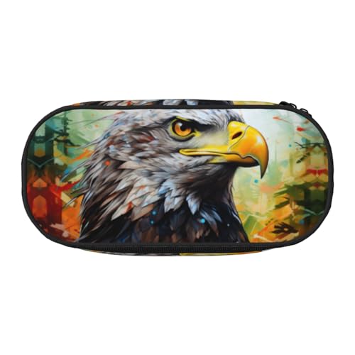 CADREWY Federmäppchen mit Adler-Aufdruck, mit Reißverschluss, für den täglichen Gebrauch, bietet Platz für alle wichtigen Schreibwaren von CADREWY