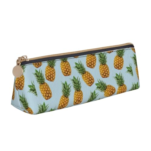 CADREWY Federmäppchen mit Ananasmotiv, schlankes Design, großes Fassungsvermögen, 21,6 x 5,6 x 6,1 cm, dreieckiger Stifthalter mit Reißverschluss, 3 Stück von CADREWY