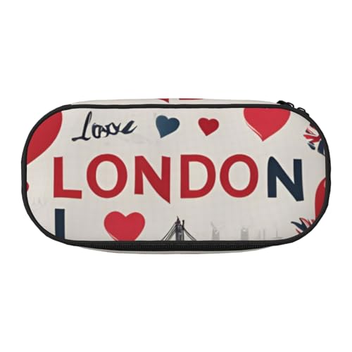 CADREWY Federmäppchen mit Aufschrift "I Love London", mit Reißverschluss, für den täglichen Gebrauch, bietet Platz für alle wichtigen Schreibwaren von CADREWY