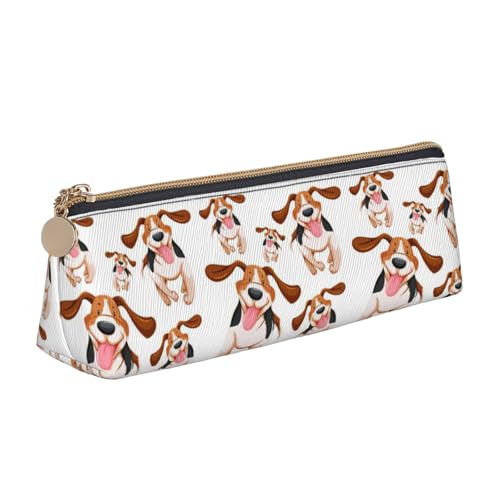 CADREWY Federmäppchen mit Cartoon-Mops-Druck, großes Fassungsvermögen, 21,6 x 5,6 x 6,1 cm, dreieckiger Stifthalter mit Reißverschluss von CADREWY