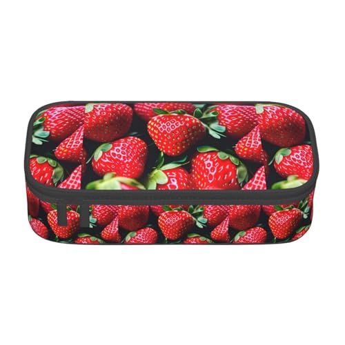 CADREWY Federmäppchen mit Erdbeermotiv, 21,6 x 5,1 x 9,4 cm, funktionale Aufbewahrung für Büro und Make-up von CADREWY