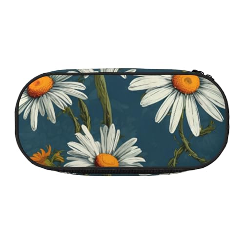 CADREWY Federmäppchen mit Gänseblümchen-Motiv, mit Reißverschluss, für den täglichen Gebrauch, bietet Platz für alle wichtigen Schreibwaren von CADREWY