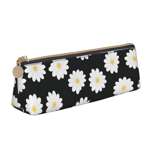 CADREWY Federmäppchen mit Gänseblümchen-Motiv, schlankes Design, großes Fassungsvermögen, 21,6 x 5,6 x 6,1 cm, dreieckiger Stifthalter mit Reißverschluss von CADREWY