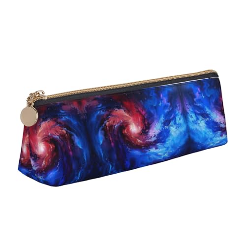 CADREWY Federmäppchen mit Galaxie-Druck, großes Fassungsvermögen, 21,6 x 5,6 x 6,1 cm, dreieckiger Stifthalter mit Reißverschluss, Rot / Blau von CADREWY