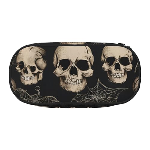 CADREWY Federmäppchen mit Halloween-Totenkopf-Motiv, mit Reißverschluss, für den täglichen Gebrauch, bietet Platz für alle wichtigen Schreibwaren von CADREWY