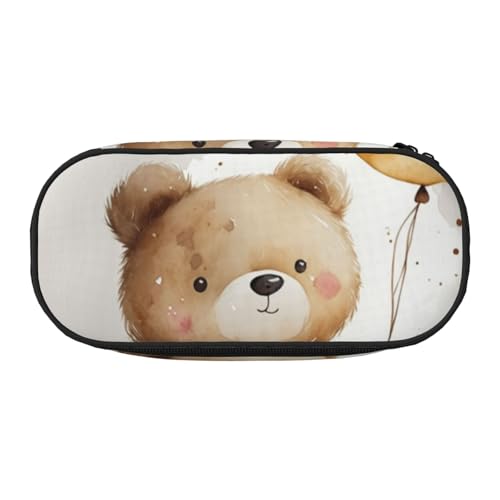 CADREWY Federmäppchen mit Heißluftballons und Bären, mit Reißverschluss, für den täglichen Gebrauch, bietet Platz für alle wichtigen Schreibwaren von CADREWY