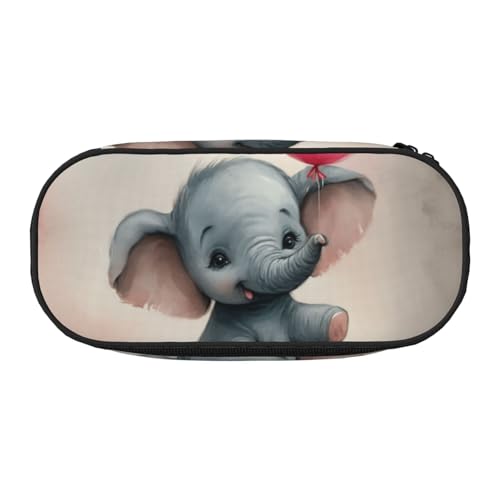 CADREWY Federmäppchen mit Heißluftballons und Elefanten, mit Reißverschluss, für den täglichen Gebrauch, bietet Platz für alle wichtigen Schreibwaren von CADREWY