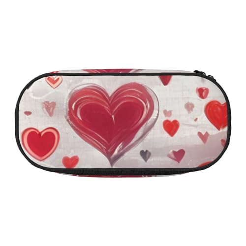 CADREWY Federmäppchen mit Herz-Aufdruck, mit Reißverschluss, für den täglichen Gebrauch, bietet Platz für alle wichtigen Schreibwaren von CADREWY