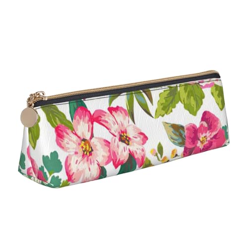 CADREWY Federmäppchen mit Hibiskusblumen-Aufdruck, großes Fassungsvermögen, 21,6 x 5,6 x 6,1 cm, dreieckiger Stifthalter mit Reißverschluss von CADREWY